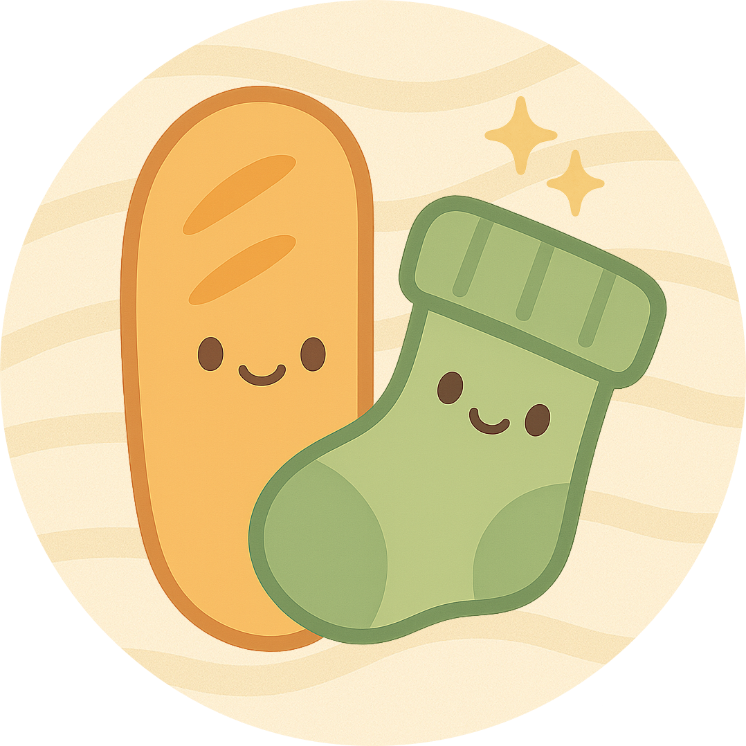 Logo Baguette Chaussette - Une baguette avec une chaussette